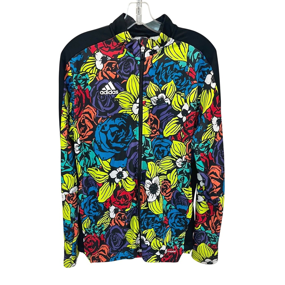 Adidas Mens Aeroready Tiro Floral Track Jacket Multi Full Zip Three Stripe LARGE